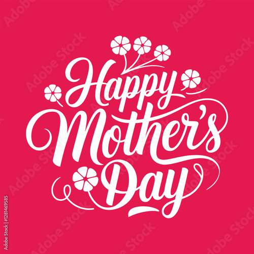 Happy Mother's Day text banner. Handwriting inscription Happy Mother's Day black color. Hand drawn vector art.
