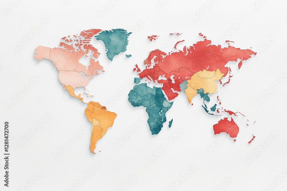 Obraz premium A world map with flat continents. Generative AI