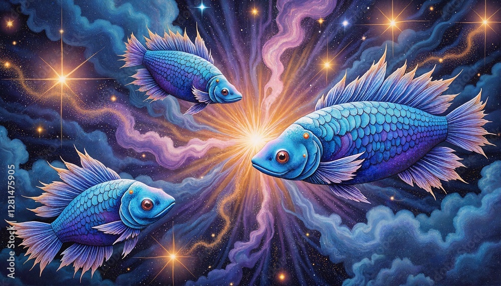 Mystical Fish in Cosmic Realm Mystical Fish in Cosmic Realm