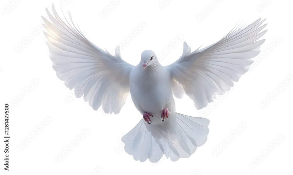 Fototapeta premium A white pigeon is flying