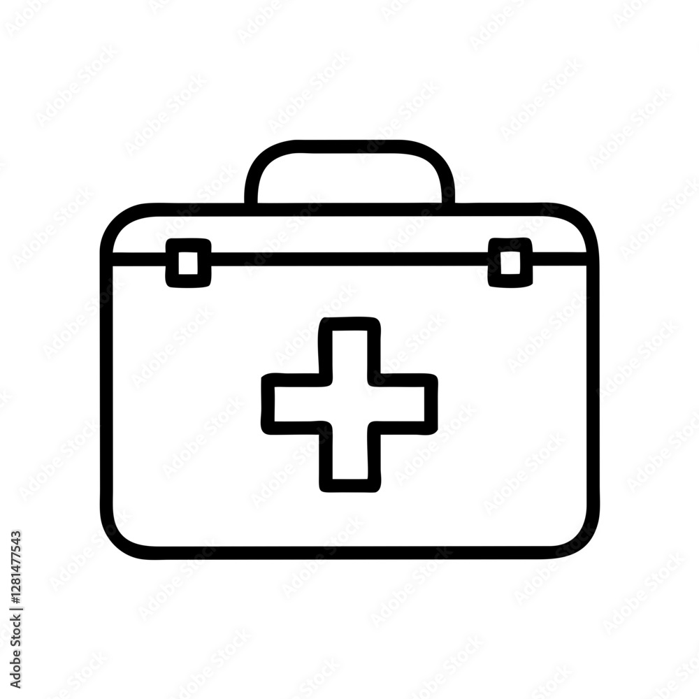 First aid kit icon in black outline First aid kit icon in black outline