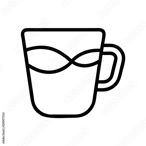 Tea cup icon with liquid in black outline