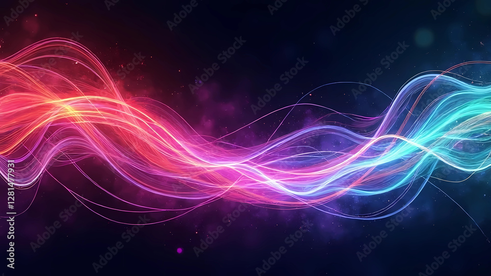 Obraz premium Colorful abstract wave pattern in neon gradient representing energy flow 