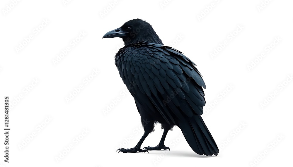 Fototapeta premium Raven Side View Full Body Background