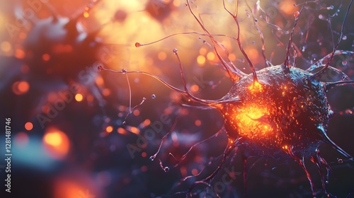 Wallpaper Mural Vibrant and dynamic digital of a glowing futuristic neurone displaying electrical signals and communication within the complex neural network of the nervous system Torontodigital.ca