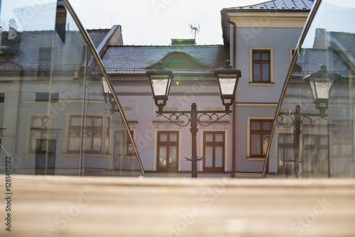 Fototapeta Naklejka Na Ścianę i Meble -  Bielsko Biała, stare zabytkowe kamienice, luty 2025.