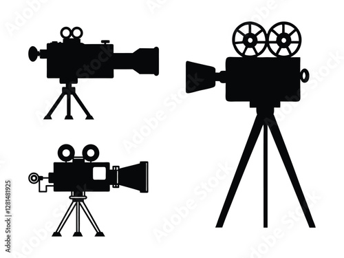 movie camera vector silhouette.