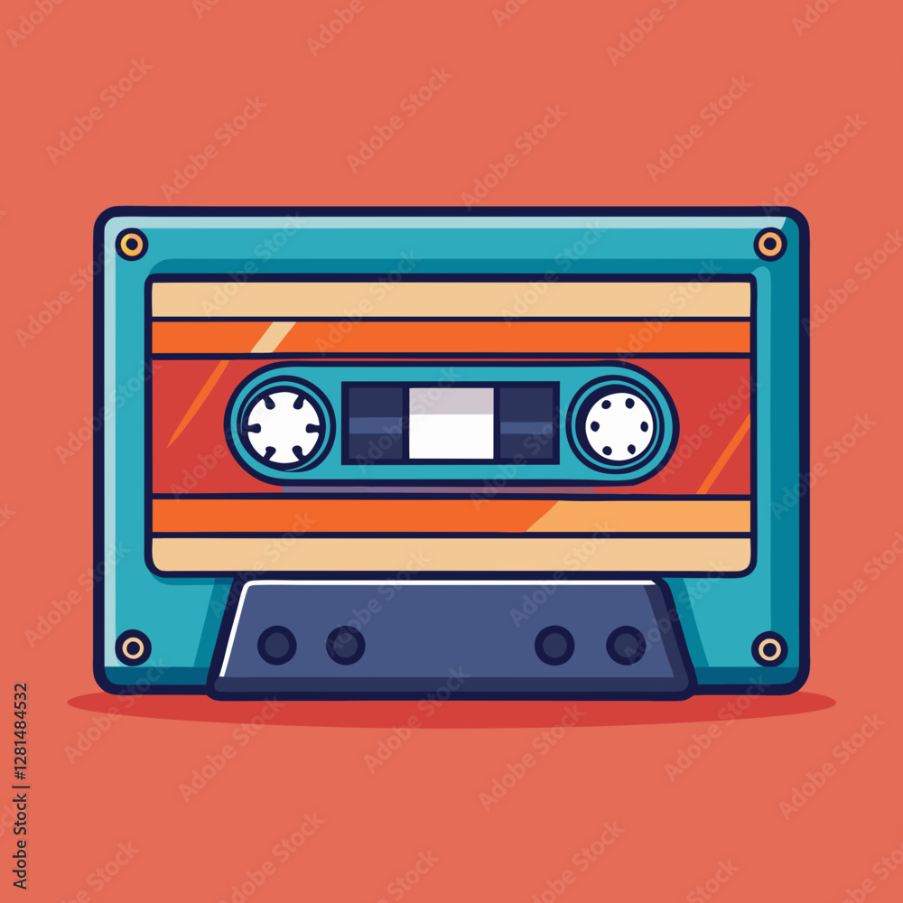 Obraz premium Retro Cassette Tape Vector Illustration