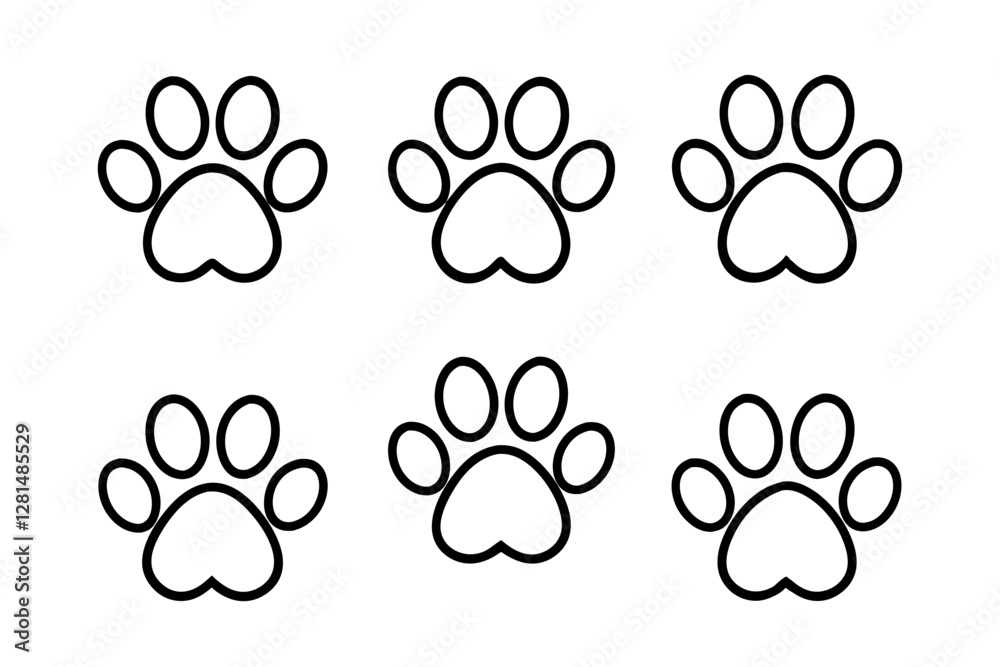 Fototapeta premium Simple Paw Outline Vector bandle set