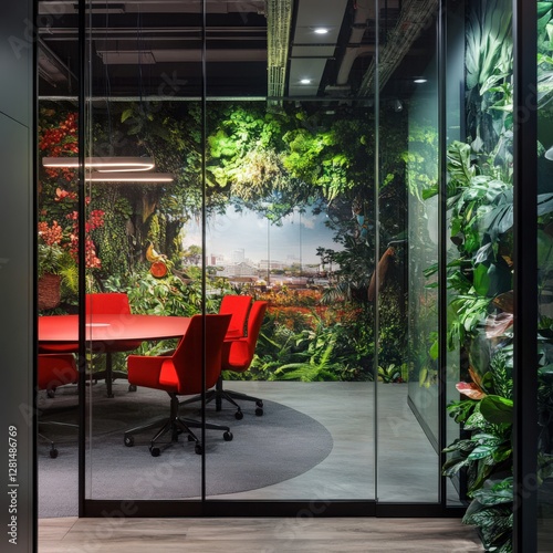 Wallpaper Mural A glass room with a jungle mural on the wall Torontodigital.ca