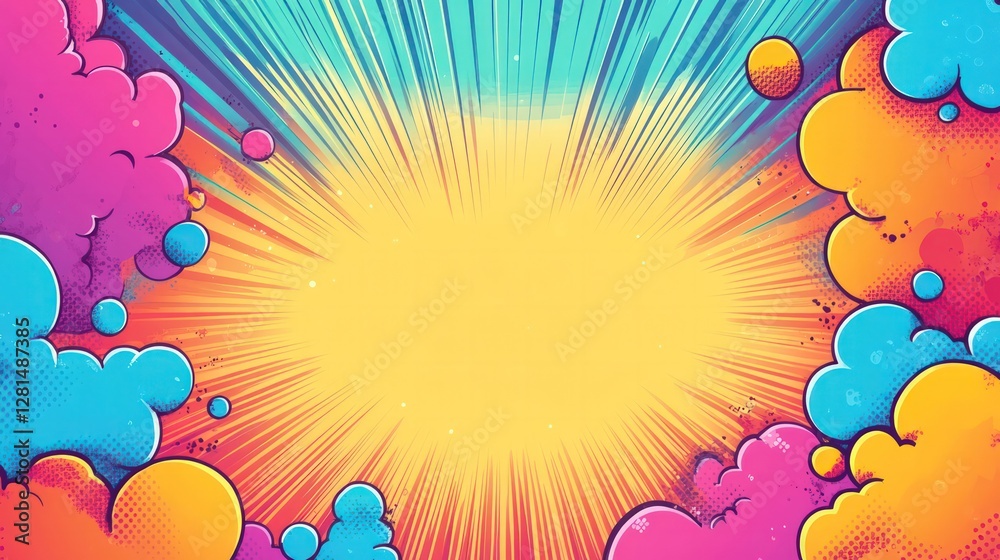 Blank colorful retro pop art comic abstract background template. Blank colorful retro pop art comic abstract background template.
