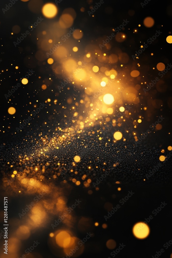 Obraz premium Golden bokeh lights on dark background creating a magical atmosphere perfect for festive season and celebration abstract art photography