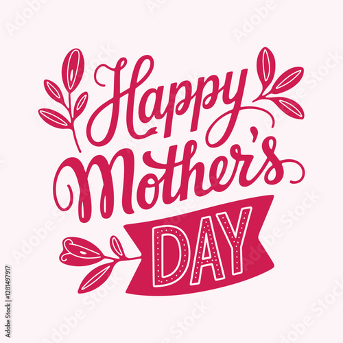 Happy Mother's Day text banner. Handwriting inscription Happy Mother's Day black color. Hand drawn vector art.