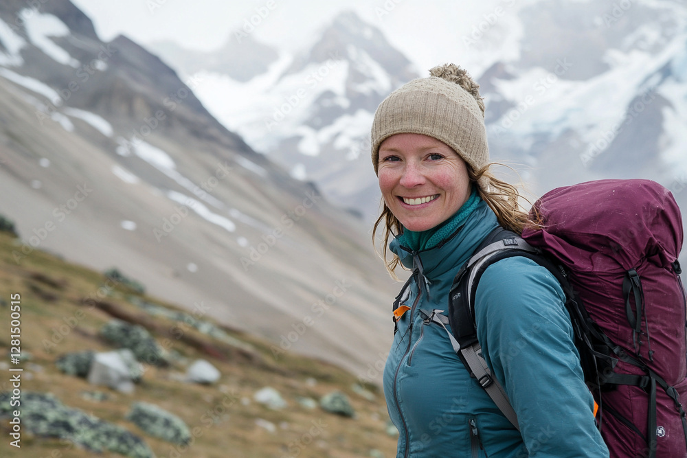woman hiker in the mountains . Generative Ai woman hiker in the mountains . Generative Ai