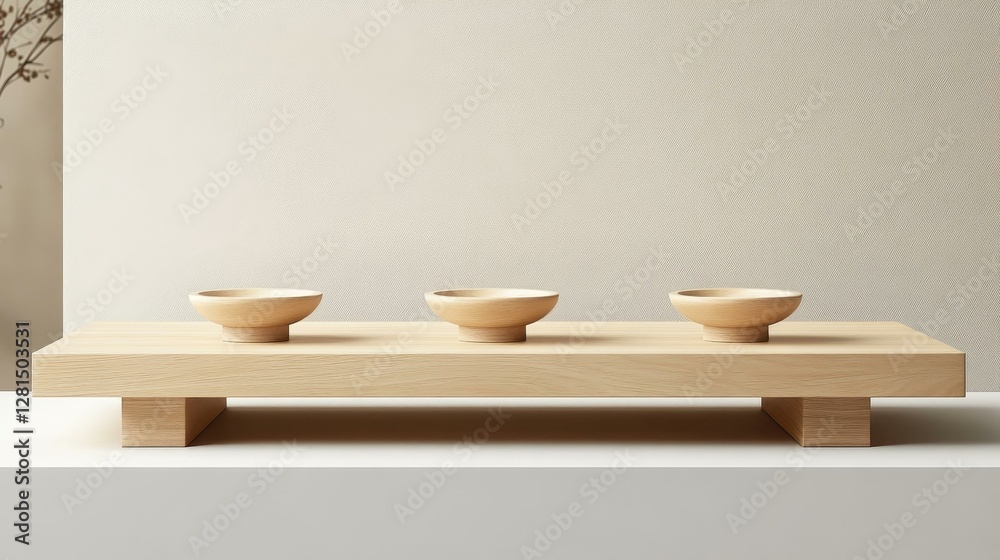 Modern Wooden Serving Tray with Bowls Modern Wooden Serving Tray with Bowls