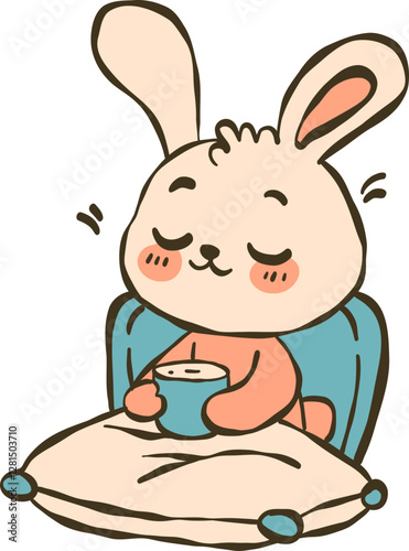 rabbit with a cup of coffee
