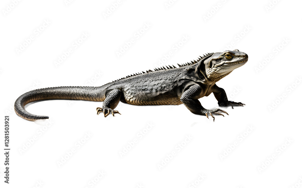 Fototapeta premium A reptile basking platform made of natural stone, isolated on a empty plain background