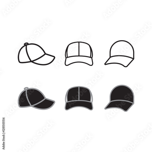 Set of liner stock hat icon or cap icon vector art