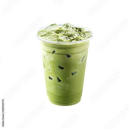 Iced of milk matcha green tea png