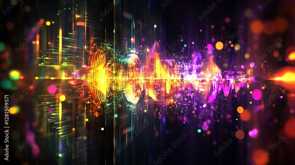 Naklejka premium Abstract Colorful Lightwave Digital Art Visualization