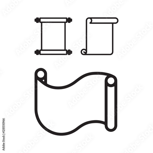 Paper roll vector icon set outline stock