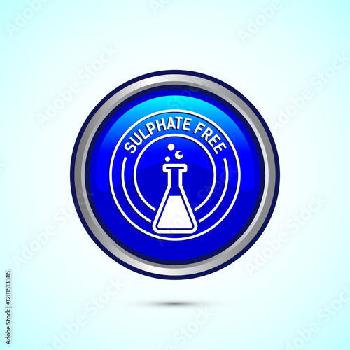 Sulfate free icon design illustration. No sulphate badge label for product warranty, Blue color round button design