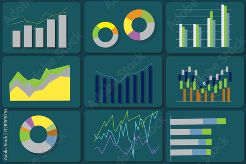 Data analytics dashboard of business marketing or finance. Stock market trading chart and analyzing investment opportunity.
