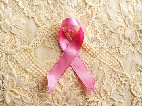 Obraz na płótnie The Symbolism of the Female Cancer Ribbon, Pink Ribbon w salonie
