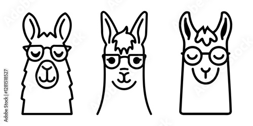 Cute llama cartoon illustration. Vector