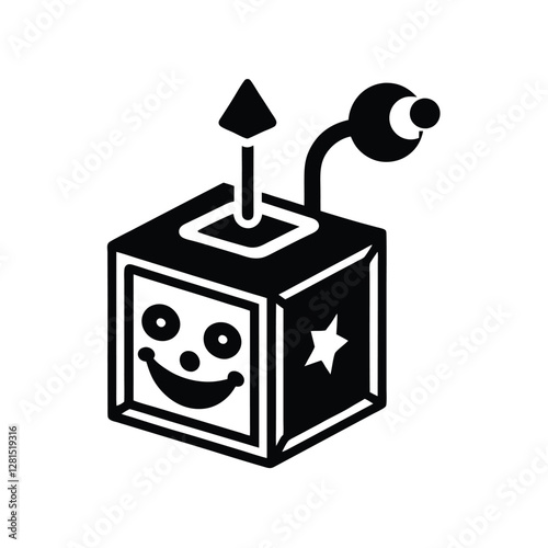 a Jack in the box with a crank handle and a popping clown head.