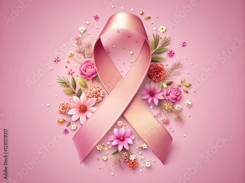 Obraz na płótnie The Symbolism of the Female Cancer Ribbon, Pink Ribbon w salonie