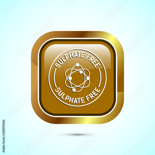 Sulfate free icon design illustration. No sulphate badge label for product warranty, Gray color square button design