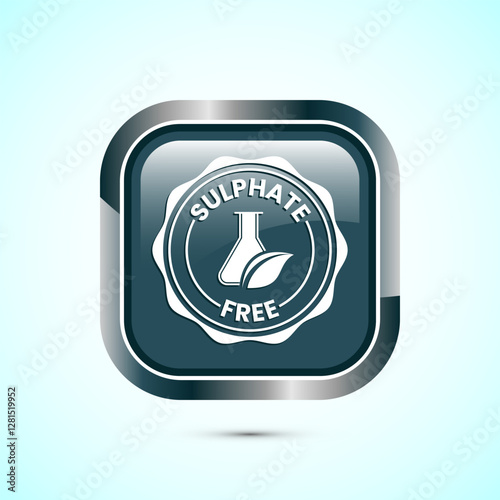 Sulfate free icon design illustration. No sulphate badge label for product warranty, Gray color square button design