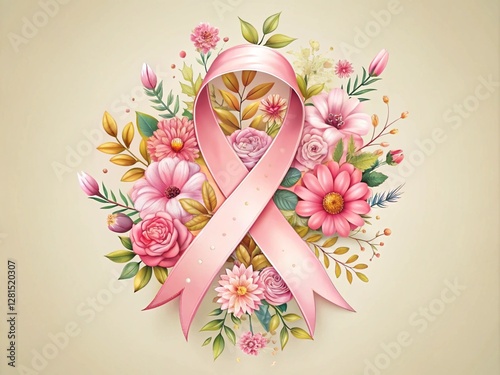 Obraz na płótnie The Symbolism of the Female Cancer Ribbon, Pink Ribbon w salonie