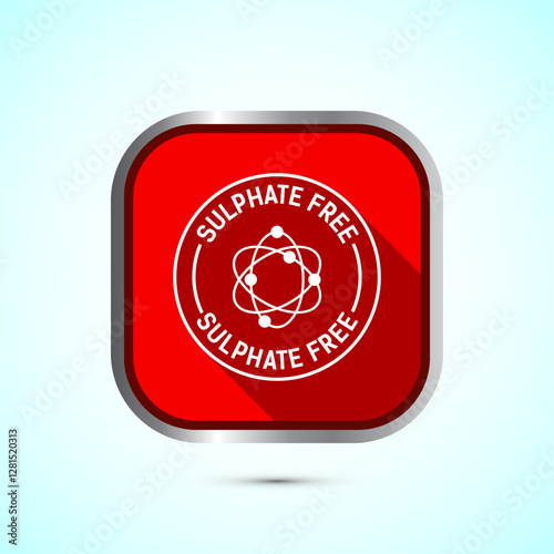 Sulfate free icon design illustration. No sulphate badge label for product warranty, Red shadow button design