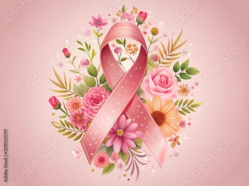 Obraz na płótnie The Symbolism of the Female Cancer Ribbon, Pink Ribbon w salonie