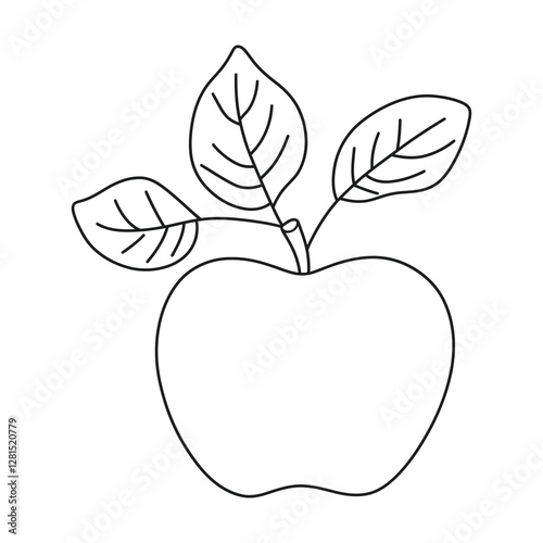 apple line art coloring page vector illustration