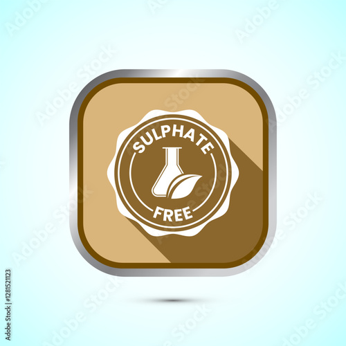 Sulfate free icon design illustration. No sulphate badge label for product warranty, Gold shadow button design