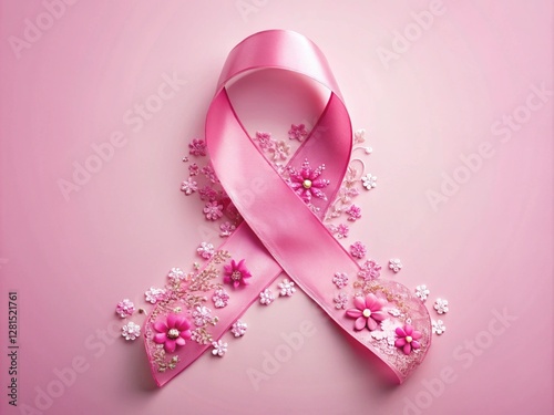 Obraz na płótnie The Symbolism of the Female Cancer Ribbon, Pink Ribbon w salonie