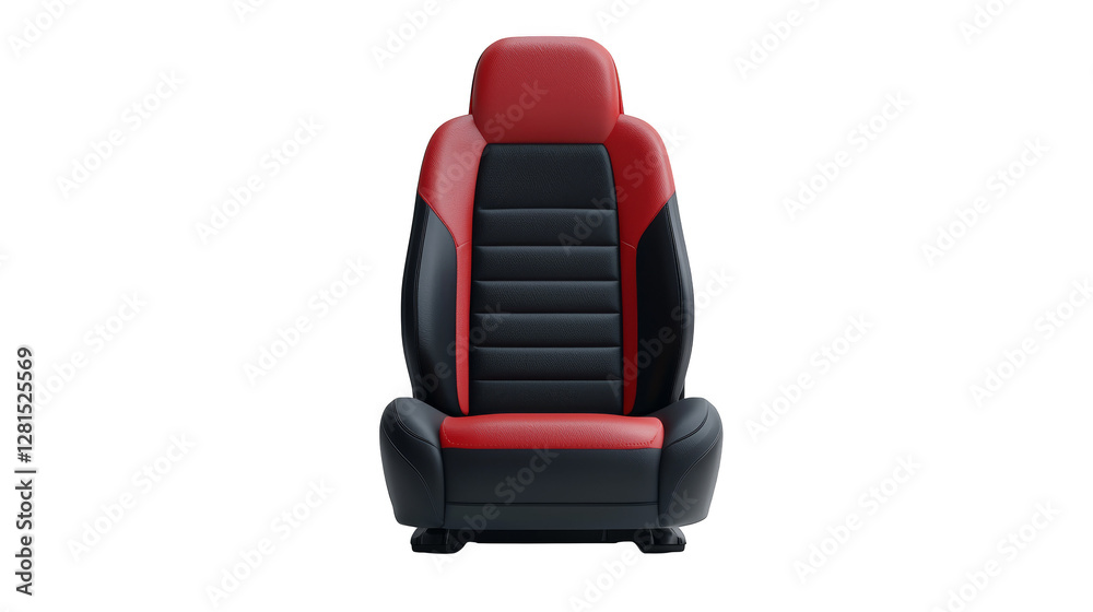 Fototapeta premium Enhance your workspace, stylish red and black ergonomic office chair for superior comfort support