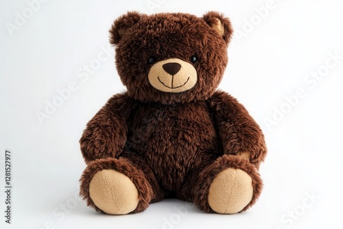 classic vintage teddy bear with soft mohair fur and articulated joints professionally lit against pure white background