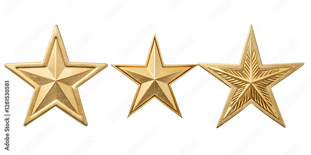 Obraz premium Golden five-pointed star on white, bright star design, Cut Out