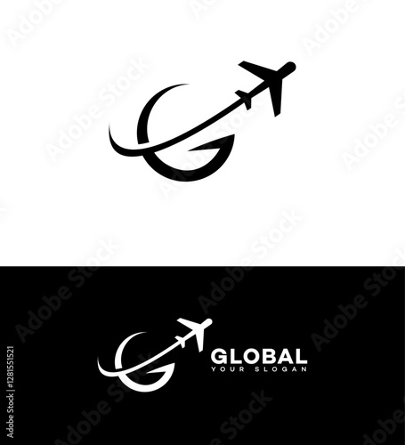 Global Travel Agency Logo Design, Airplane, World, Letter G