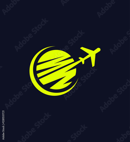 Global Air Travel Logo Airplane, Planet, Journey, Flight, World