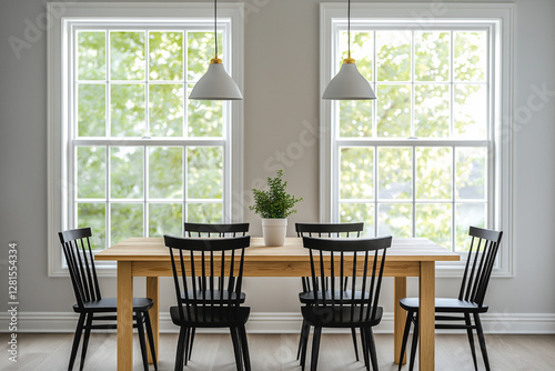 Bright Dining Room with Natural Light and Minimalist Decor
