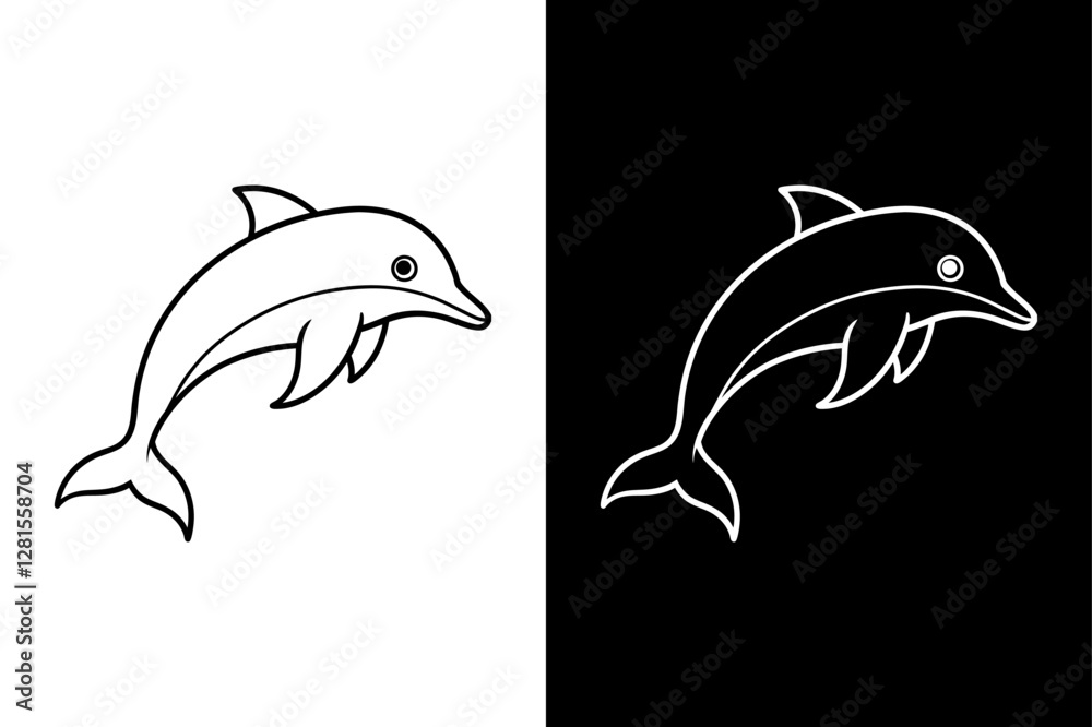 Fototapeta premium Dolphin icon vector on White Background ,Vector Art Illustration on white background.