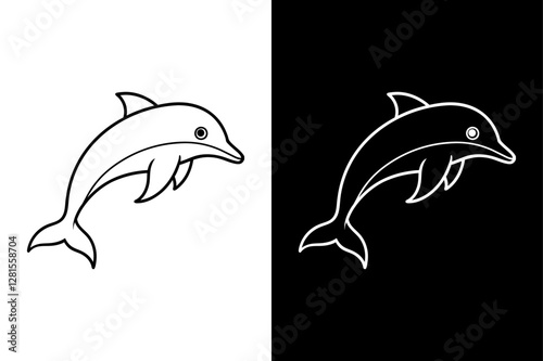 Dolphin icon vector on White Background ,Vector Art Illustration on white background.