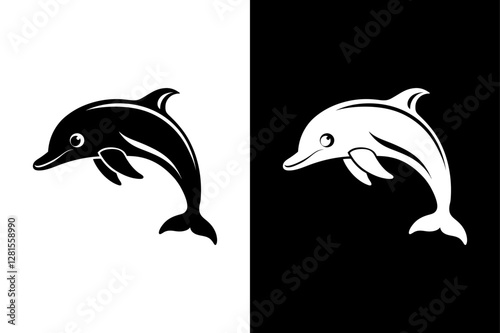 Dolphin icon vector on White Background ,Vector Art Illustration on white background.