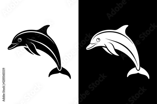 Dolphin icon vector on White Background ,Vector Art Illustration on white background.