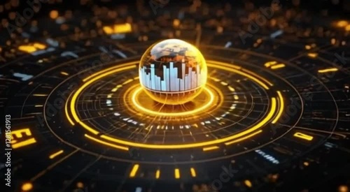 technology world network 3d rendering concept, seamless loop 4k animation